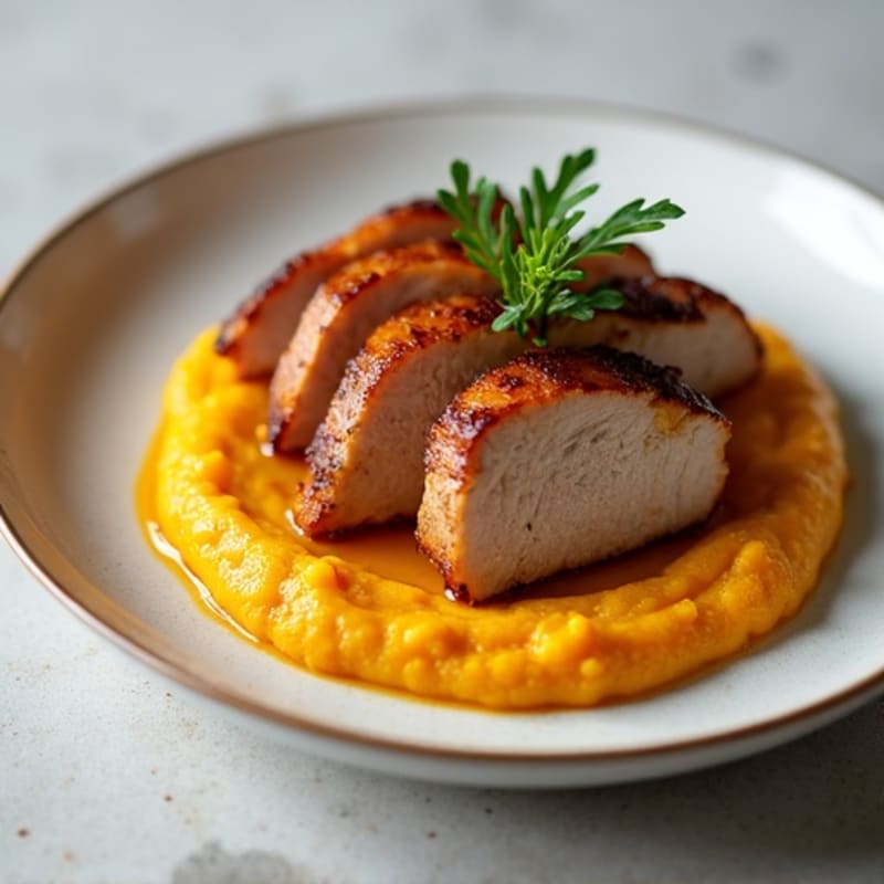 Maple-Glazed Pork Tenderloin with Creamy Roasted Butternut Squash Puree
