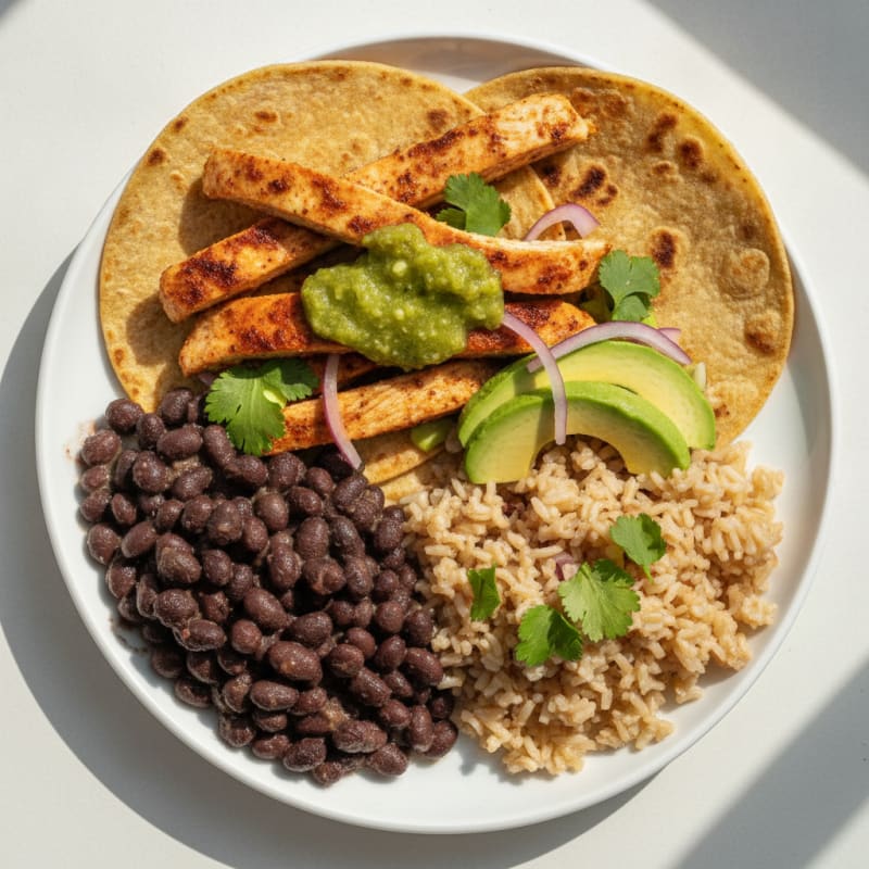 Chicken Tacos with Beans and Rice