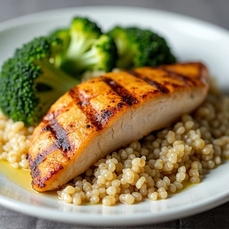 Grilled Chicken Breast with Roasted Broccoli and Quinoa