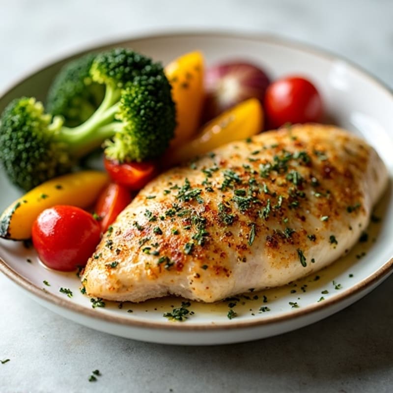 Herb-Crusted Sheet Pan Chicken with Roasted Rainbow Vegetables