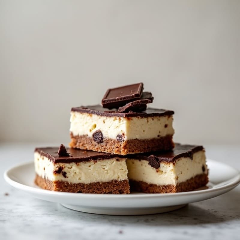 No-Bake Dark Chocolate Greek Yogurt Cheesecake Bars