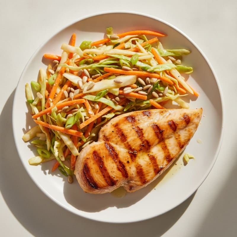 Grilled Chicken Breast with Crunchy Cabbage Slaw