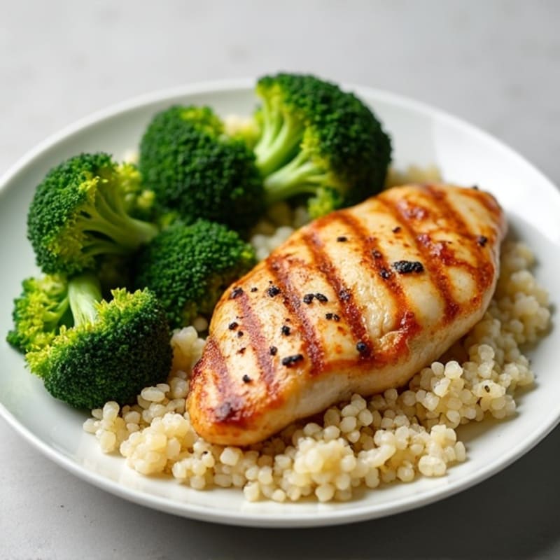 Grilled Chicken Breast with Quinoa and Steamed Broccoli