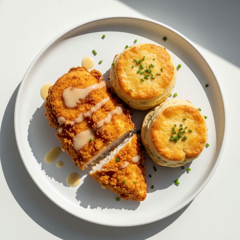 Crispy Buttermilk Fried Chicken with Fluffy Biscuits