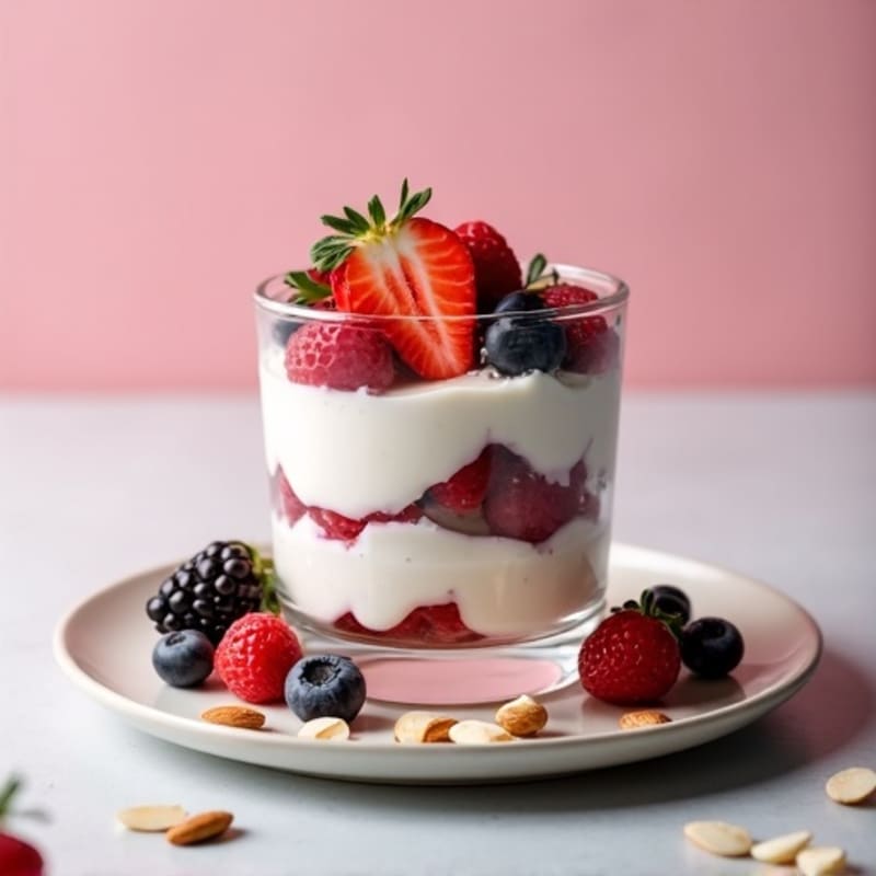 Greek Yogurt Protein Parfait with Berries and Almonds