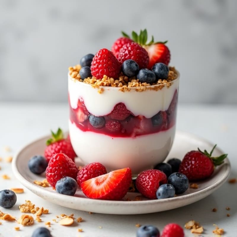 Greek Yogurt Parfait with Mixed Berries and Protein Granola