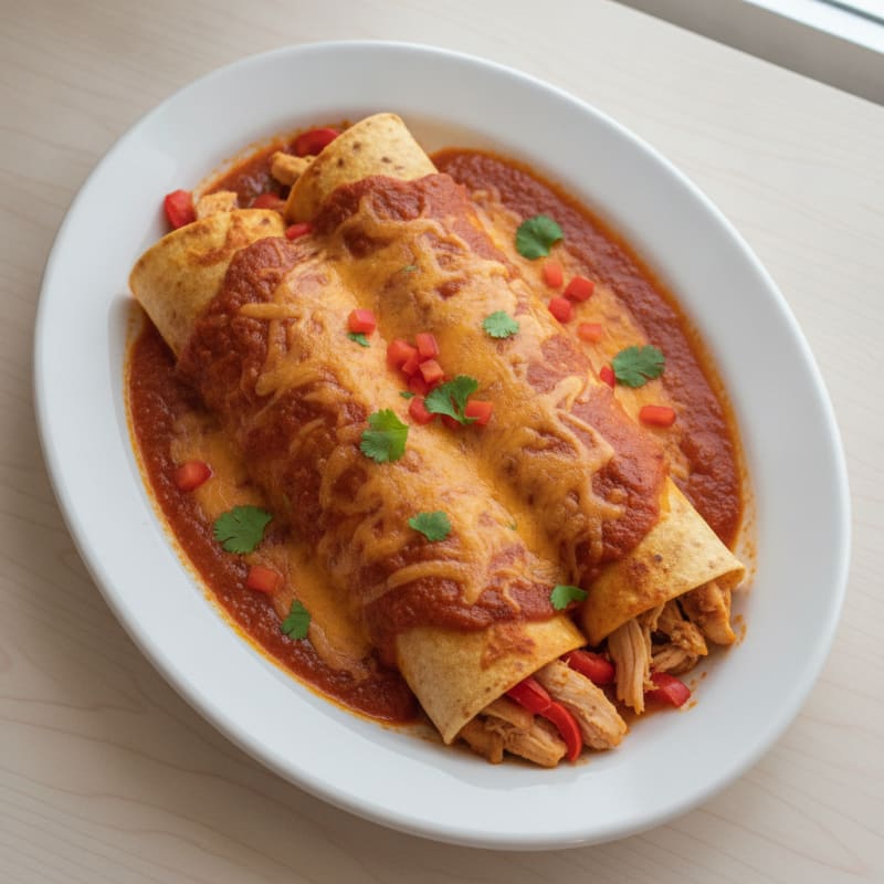 Chicken Enchiladas with Red Chili Sauce