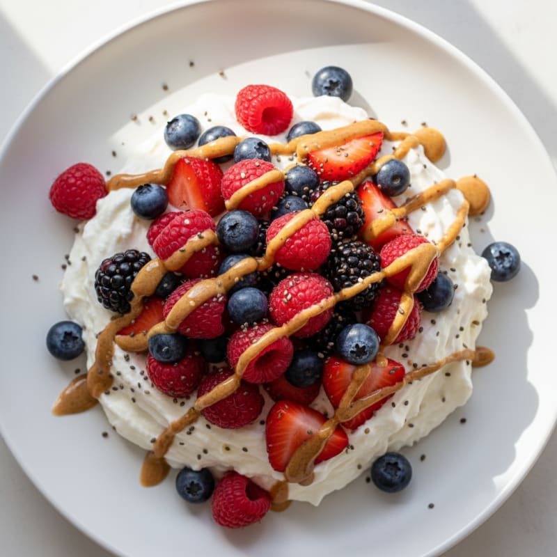 Greek Yogurt Protein Mousse with Mixed Berries