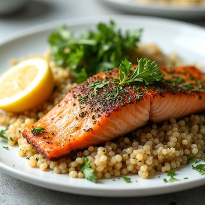 Herb-Crusted Pan Seared Salmon with Quinoa