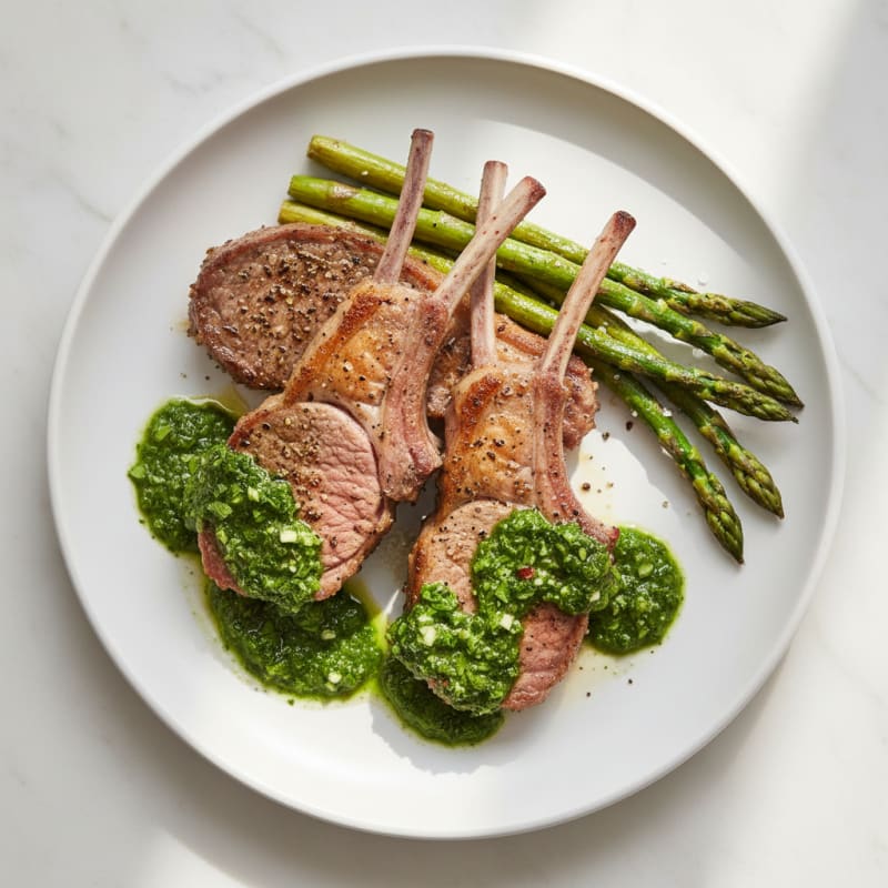 Tender Herb-Crusted Lamb Chops with Zesty Chimichurri
