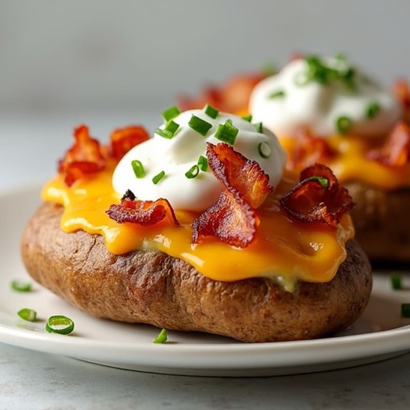 Loaded Baked Potatoes with Crispy Lean Bacon and Melted Sharp Cheddar