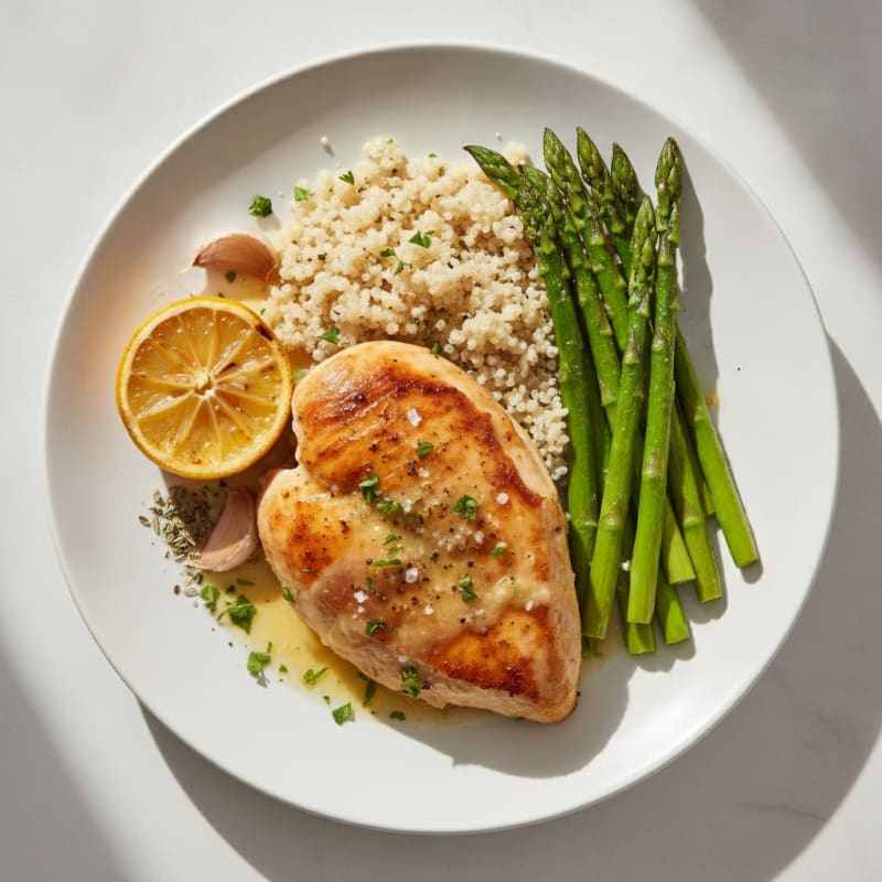 Lemon Herb Roasted Chicken with Asparagus
