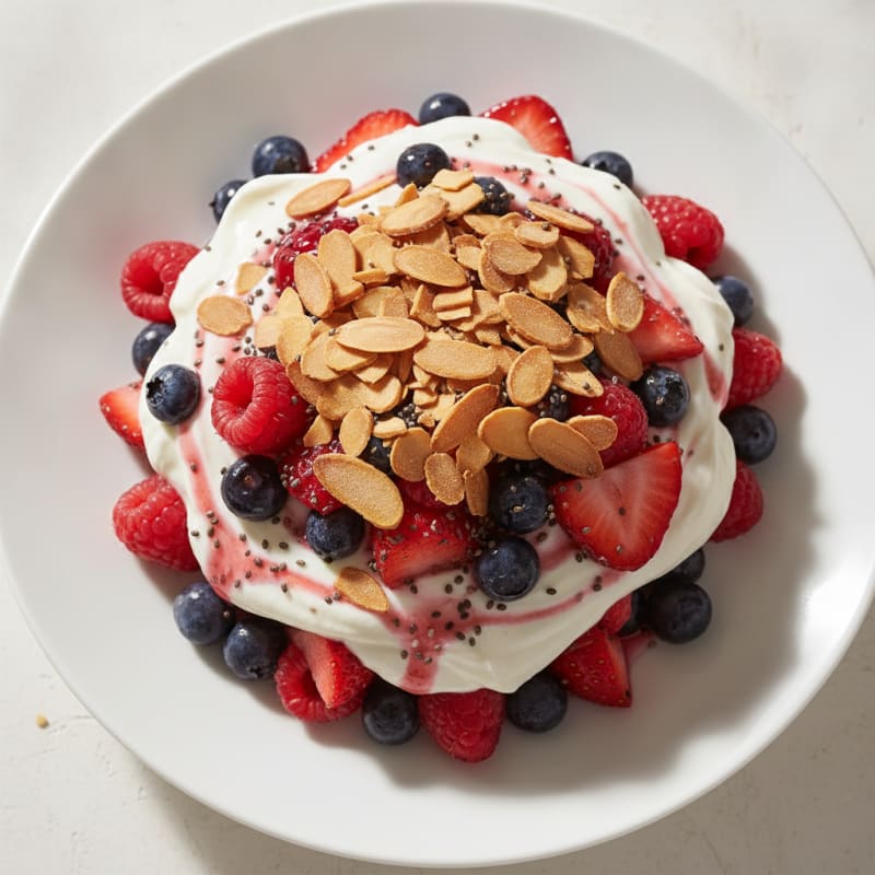 Greek Yogurt Protein Parfait with Berries and Almonds