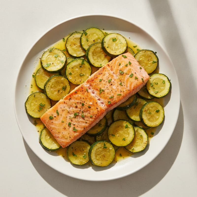Sheet Pan Lemon Herb Salmon and Zucchini