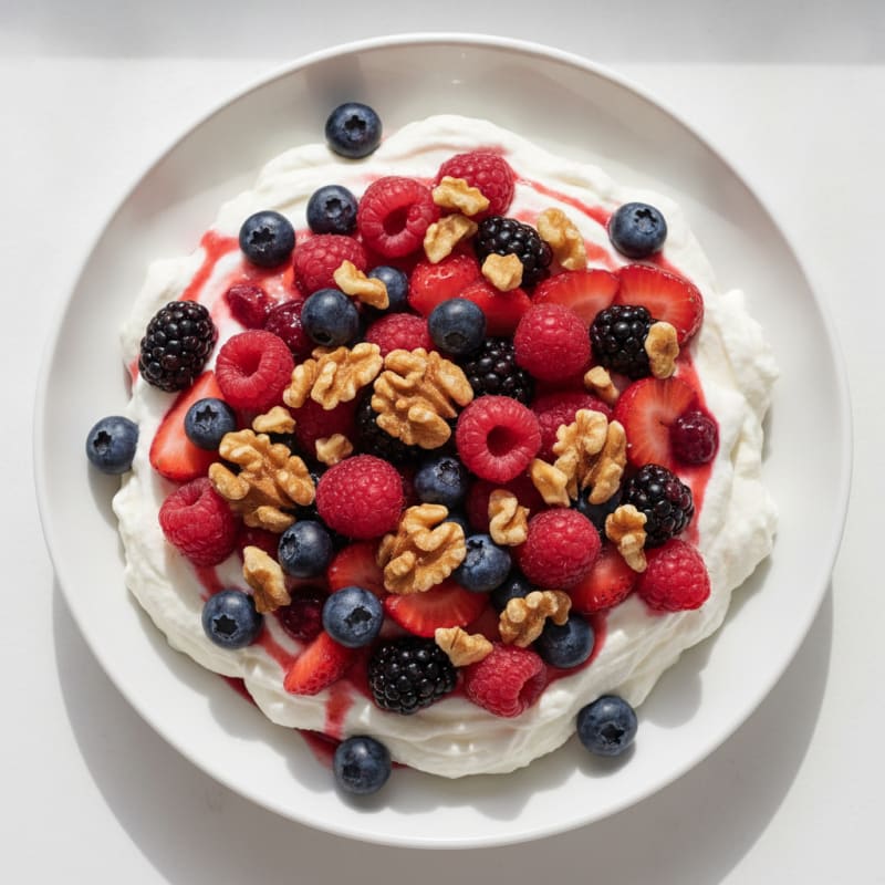 Greek Yogurt Protein Mousse with Mixed Berries