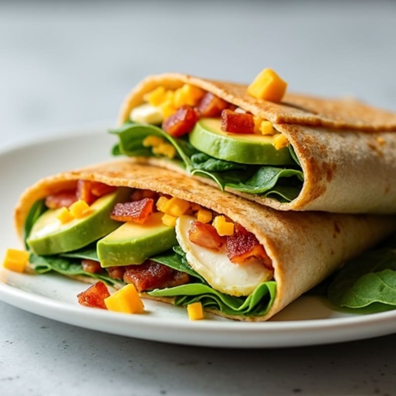 Crispy Turkey Bacon and Egg White Breakfast Wrap with Spinach