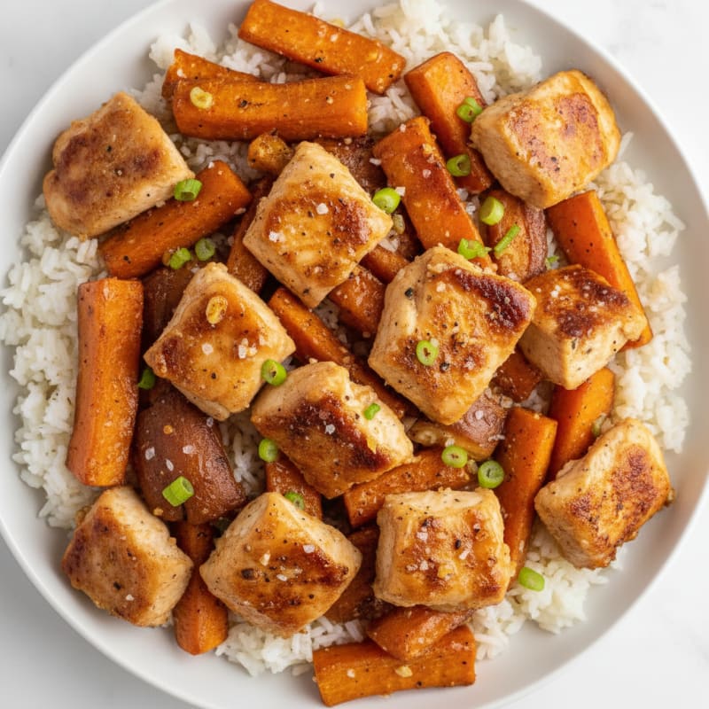 Sheet Pan Honey-Garlic Chicken and Sweet Potatoes