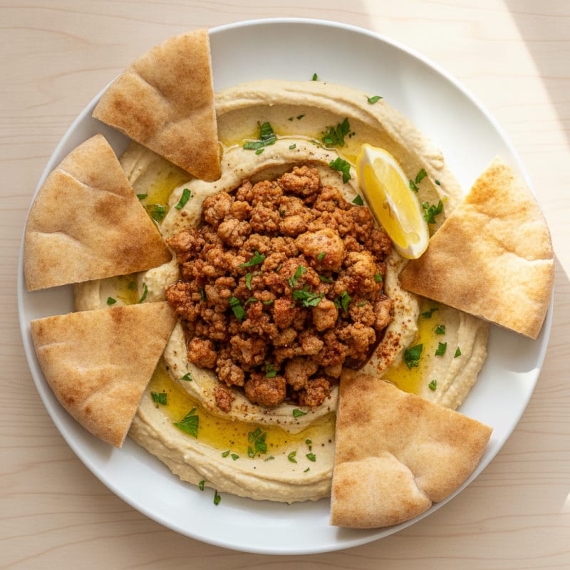 Roasted Garlic Hummus with Warm Pita