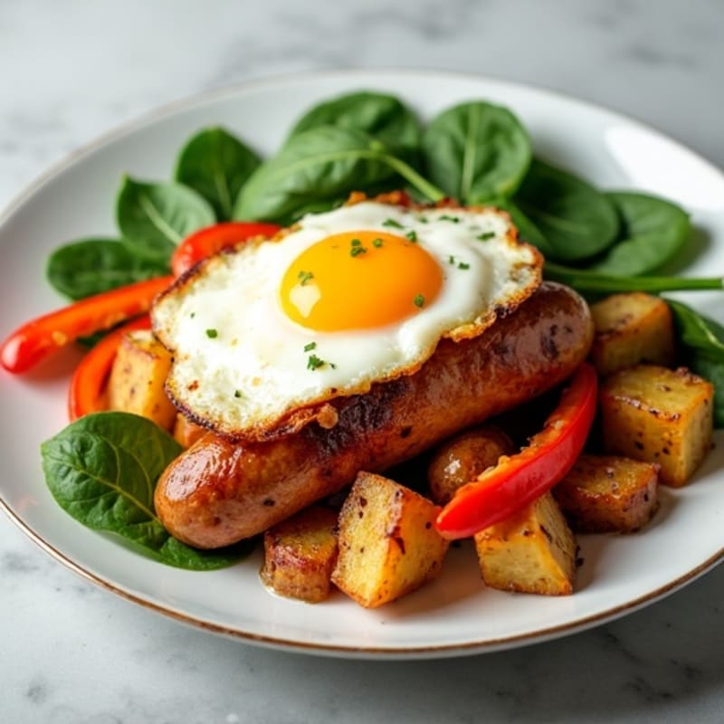 Lean Sausage and Crispy Roasted Potato Bake