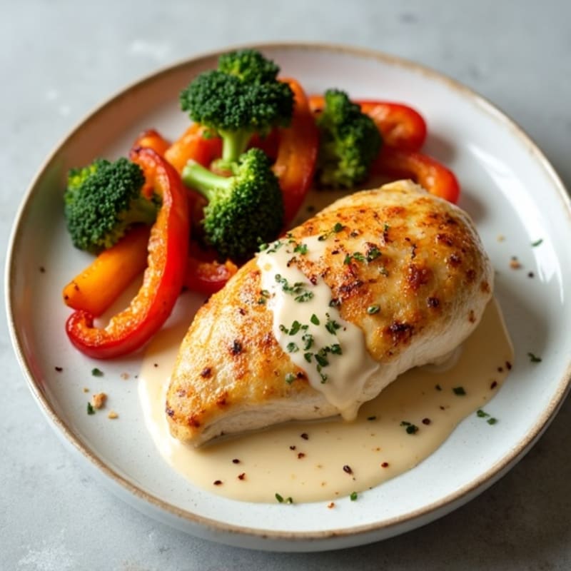 Creamy Coconut Chicken with Crispy Roasted Vegetables