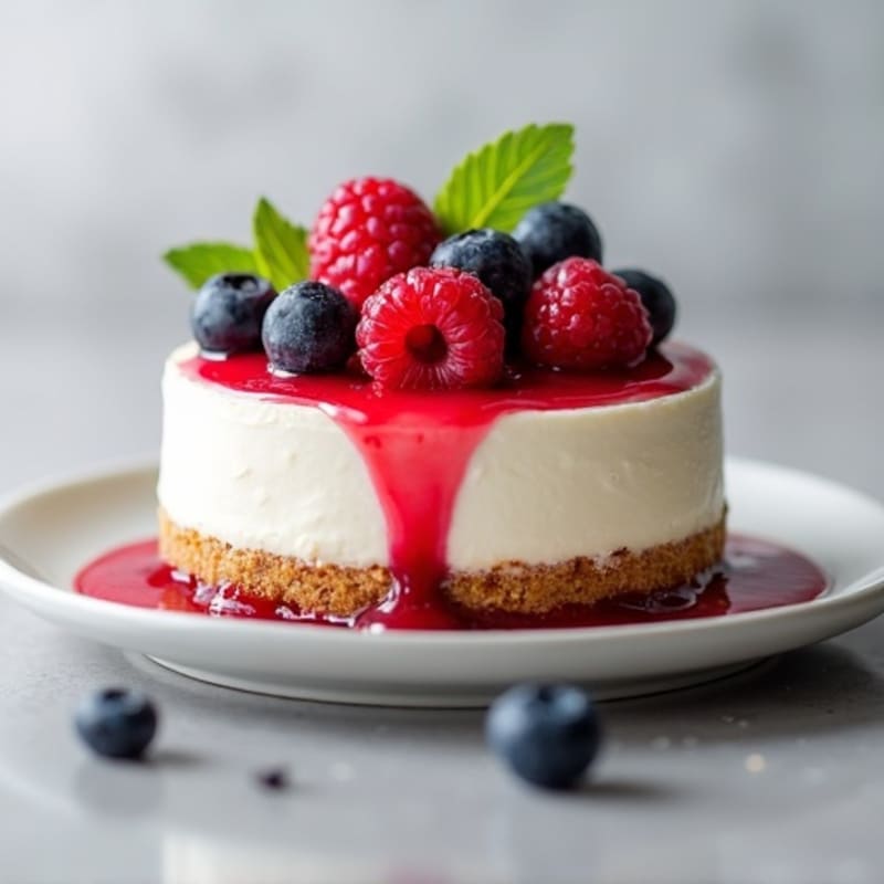 Greek Yogurt Protein Cheesecake with Mixed Berries