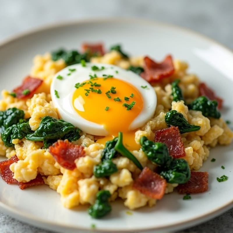 Cottage Cheese Scramble with Spinach and Turkey Bacon