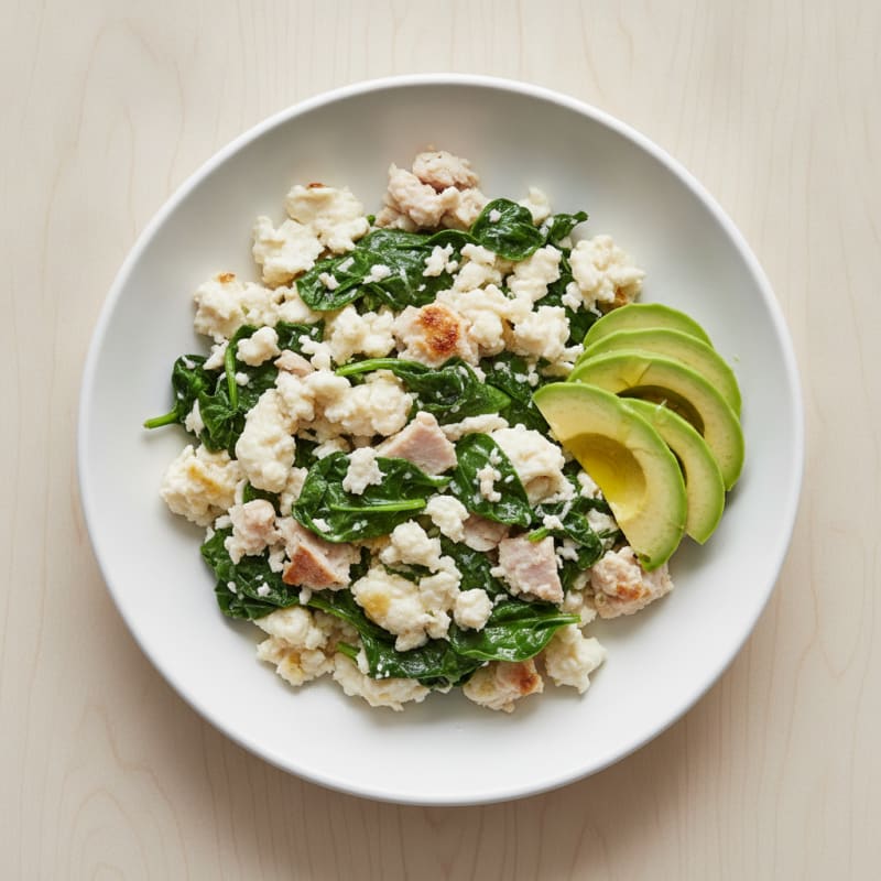 Egg White Scramble with Spinach and Turkey Breast