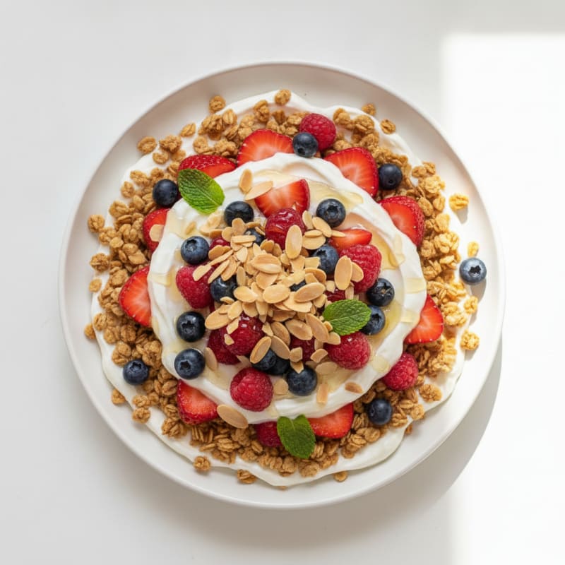 Creamy Greek Yogurt Parfait with Fresh Berries and Almonds