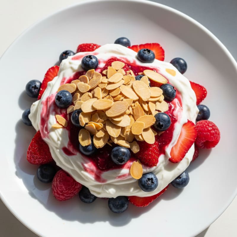 Creamy Greek Yogurt Protein Parfait with Berries and Almonds
