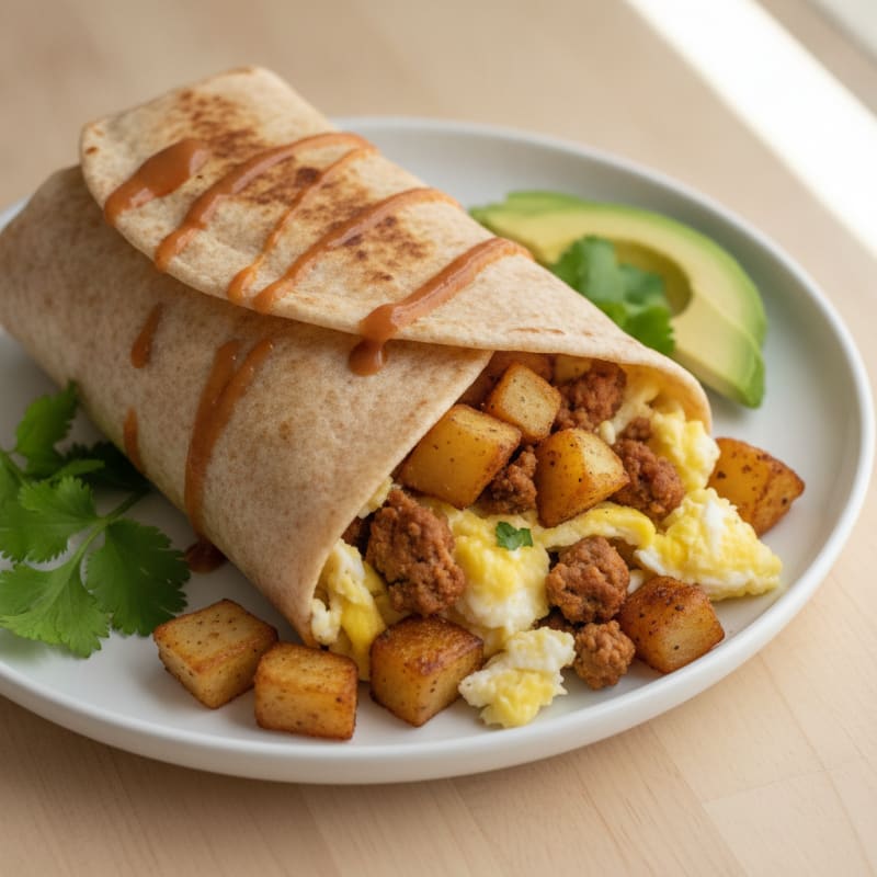 Hearty Breakfast Burrito with Chorizo and Potatoes
