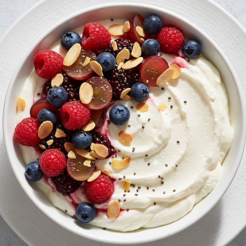 Silky Greek Yogurt Protein Mousse with Mixed Berries