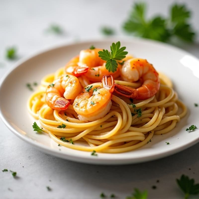 Healthy Garlic Butter Shrimp Scampi with Whole Wheat Linguine