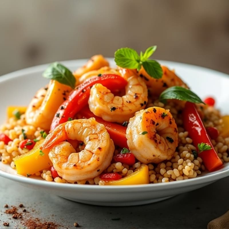 Spicy Chicken and Shrimp Rice Skillet with Bell Peppers