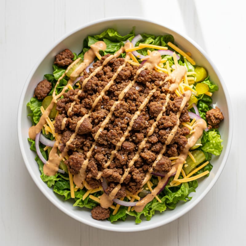 Crispy Ground Beef Big Mac Bowl