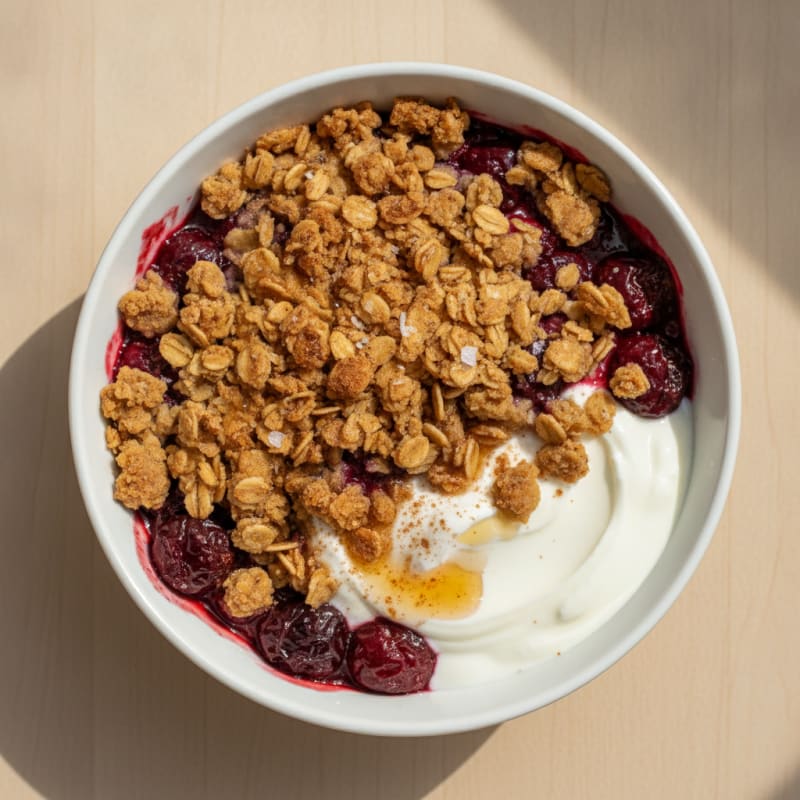 Baked Cherry Crumble with Oat Topping