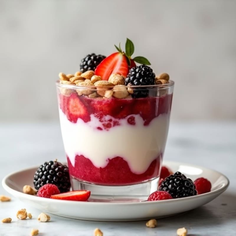 Greek Yogurt Protein Parfait with Almonds and Berries