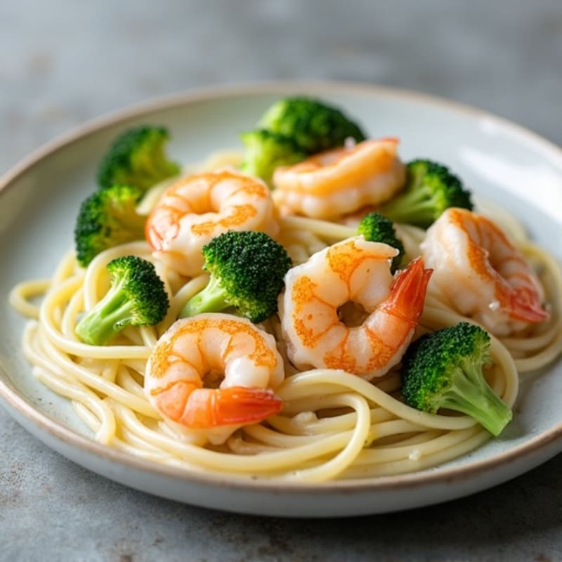 Creamy Garlic Shrimp with Broccoli Alfredo