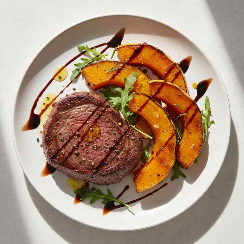 Tender Pan-Seared Steak with Caramelized Butternut Squash