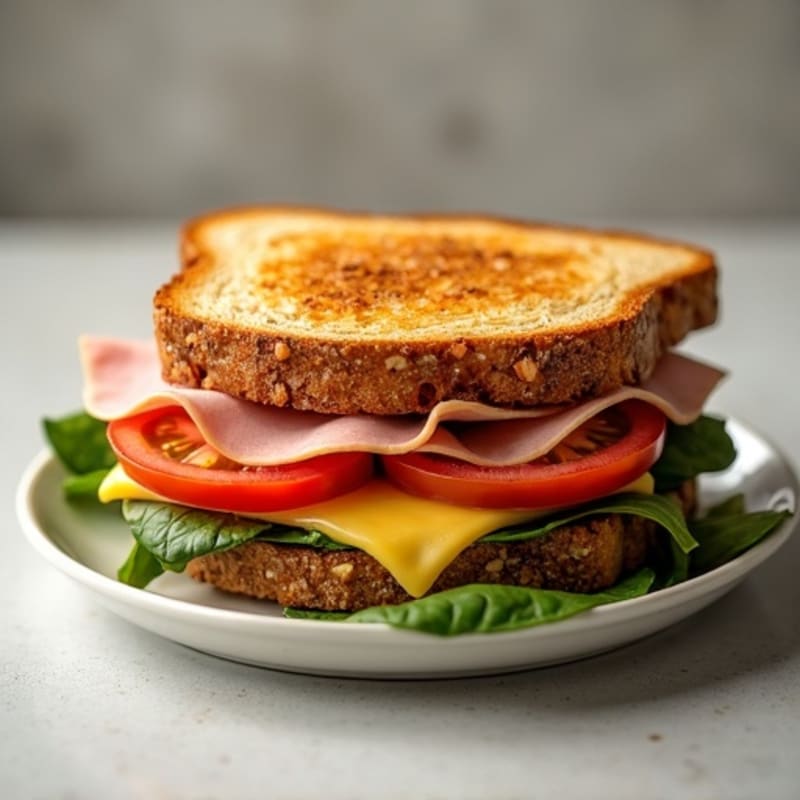 Lean Ham and Swiss Crispy Melt with Fresh Greens