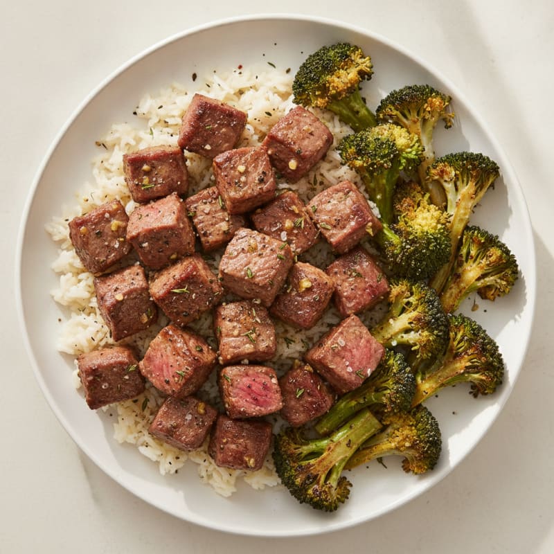 Garlic Herb Steak Bites with Roasted Broccoli