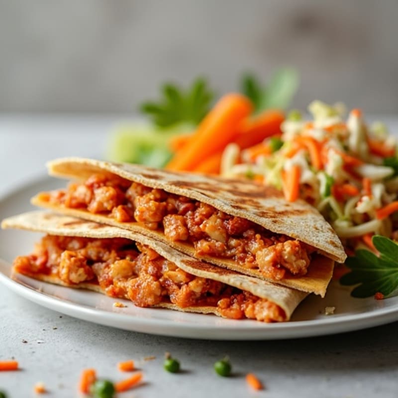 Crispy BBQ Chicken Quesadilla with Crunchy Slaw