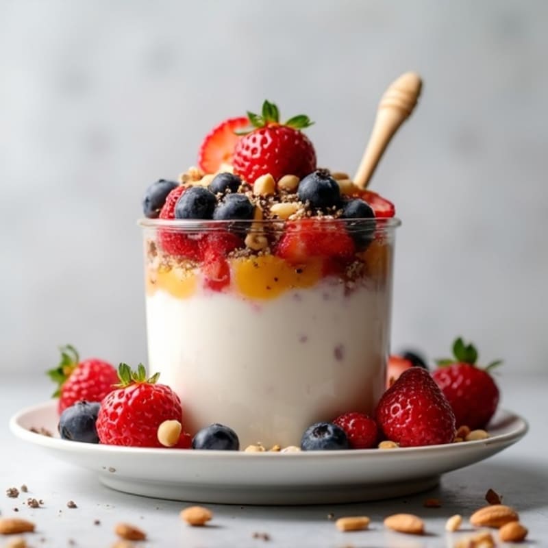 Greek Yogurt Protein Parfait with Mixed Berries