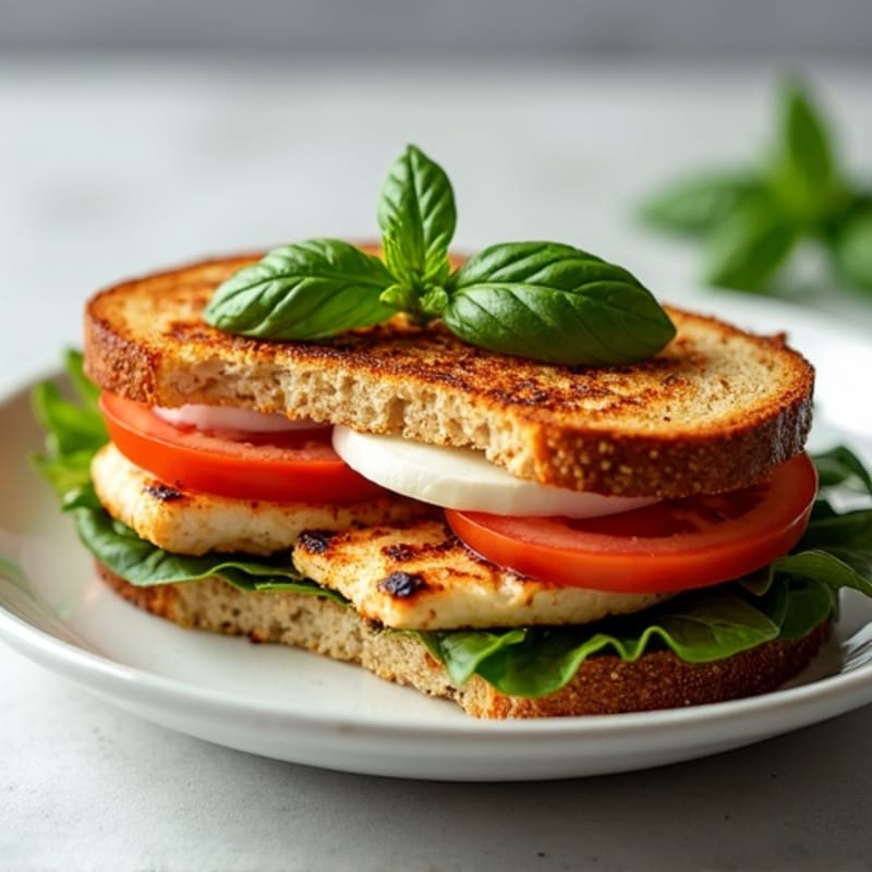 Fresh Caprese Grilled Whole Grain Sandwich with Chicken