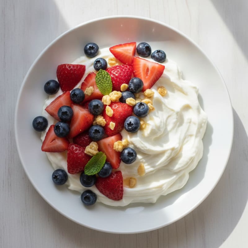 Silky Vanilla Protein Yogurt with Fresh Berries