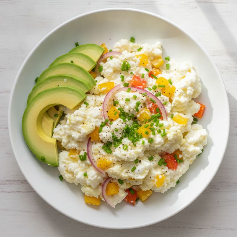Fluffy Egg White Scramble with Sweet Peppers