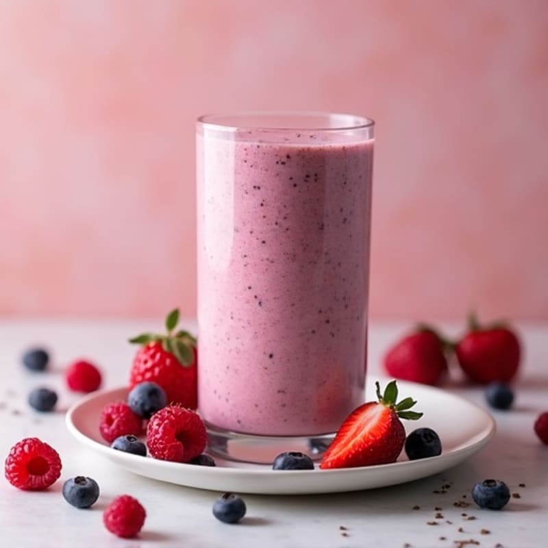 Silken Tofu Protein Smoothie with Chia and Berries