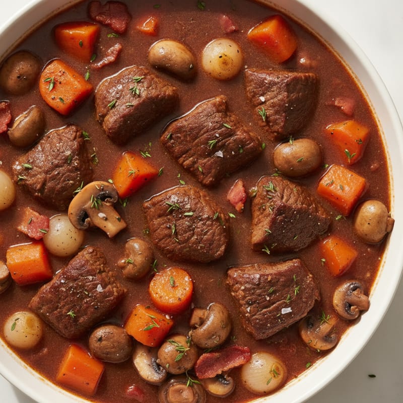 Classic Beef Bourguignon with Root Vegetables