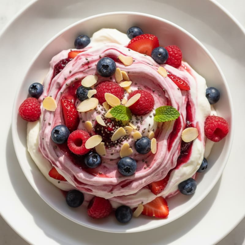 Greek Yogurt Protein Mousse with Mixed Berries