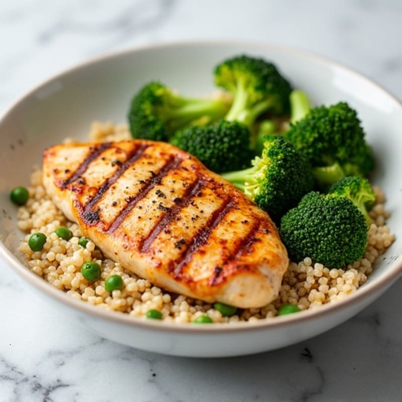 Grilled Chicken Breast with Roasted Broccoli and Quinoa