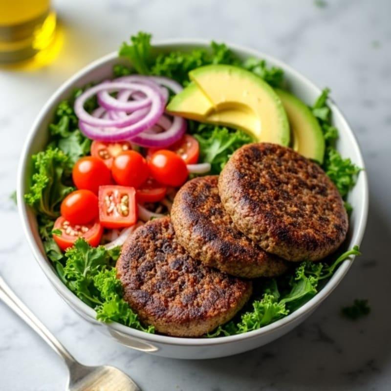 Savory Ground Beef Burger Bowl with Fresh Crispy Greens